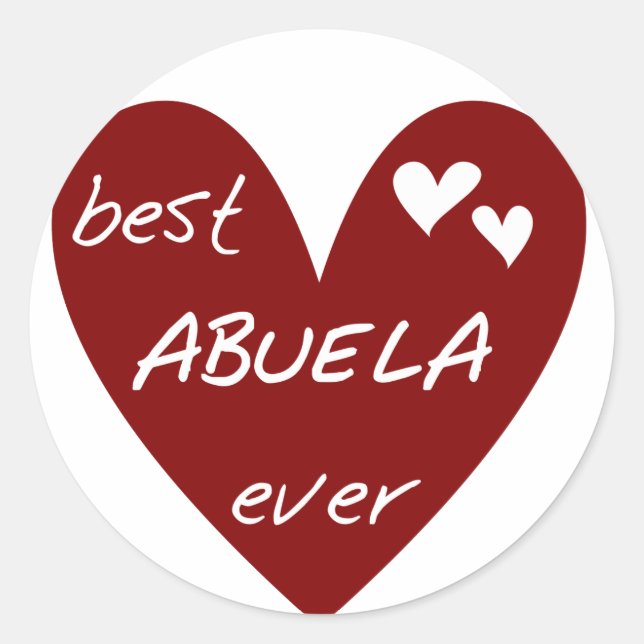 Sticker Rond Red Heart Best Abuela Ever T-shirts et cadeaux (Devant)