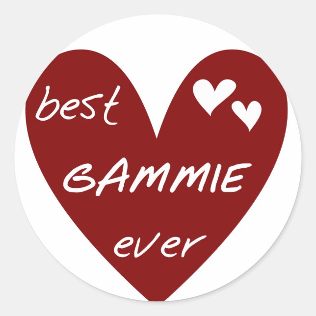 Sticker Rond Red Heart Best Gammie Ever Tshirts et cadeaux (Devant)