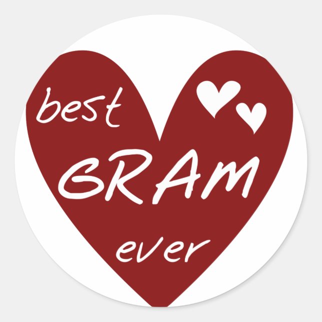 Sticker Rond Red Heart Best Gram Ever Tshirts et cadeaux (Devant)
