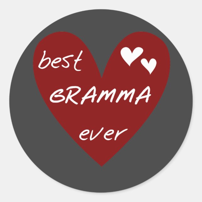 Sticker Rond Red Heart Best Gramma Ever T-shirts et cadeaux (Devant)