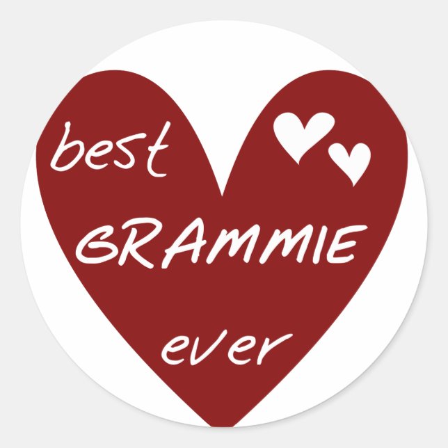 Sticker Rond Red Heart Best Grammie Ever T-shirts et cadeaux (Devant)