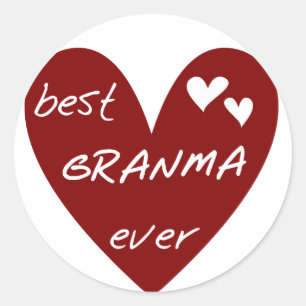 Sticker Rond Red Heart Best Granma Ever T-shirts et cadeaux