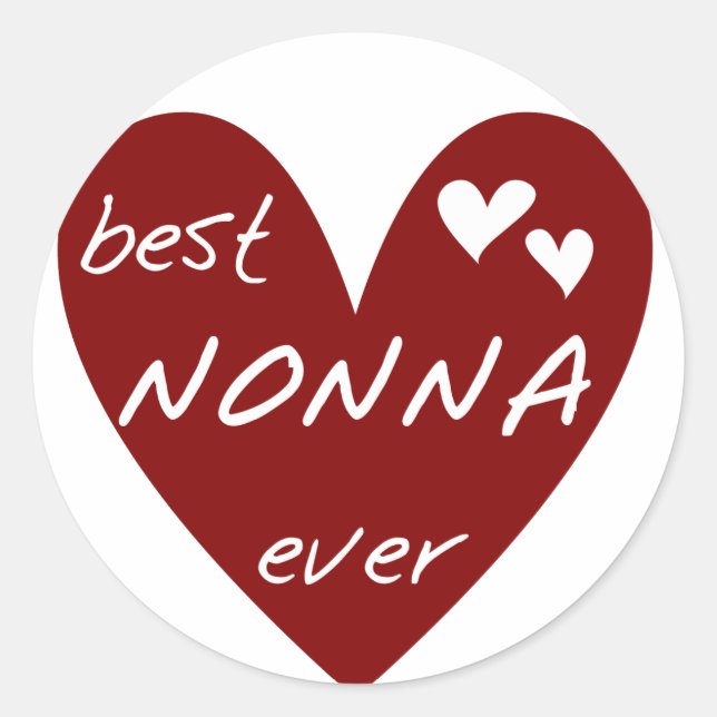 Sticker Rond Red Heart Best Nonna Jamais T-shirts cadeaux (Devant)