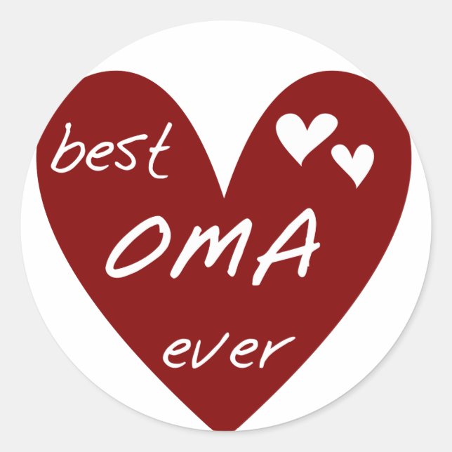Sticker Rond Red Heart Best Oma Ever T-shirts et cadeaux (Devant)