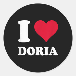 Sticker Rond Red Heart I Love Doria