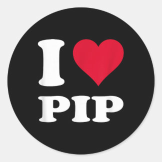 Sticker Rond Red Heart I Love Pip