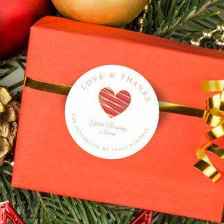 Sticker Rond Red Heart Love & Merci Soutien aux petites entrepr