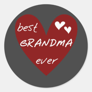 Sticker Rond Red Heart Meilleure grand-mère toujours T-shirts c