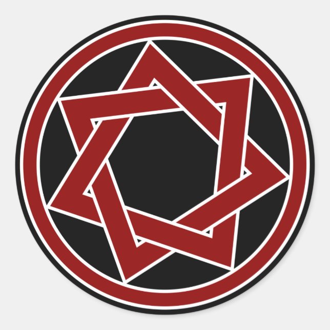 Sticker Rond Red Heptagram sur Noir (Devant)