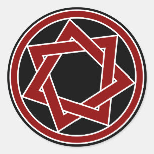 Sticker Rond Red Heptagram sur Noir
