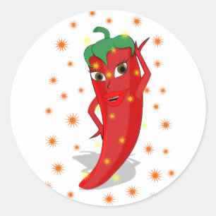 Sticker Rond Red Hot Pepper Diva