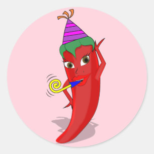 Sticker Rond Red Hot Pepper Diva Anniversaire Célébration Perso