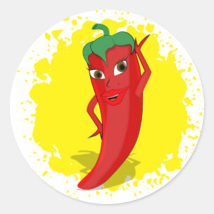 Sticker Rond Red Hot Pepper Diva Paint Splatter