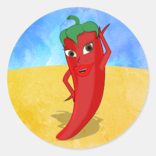 Sticker Rond Red Hot Pepper Diva Sunny Desert
