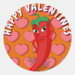 Sticker Rond Red Hot Pepper Diva Valentines