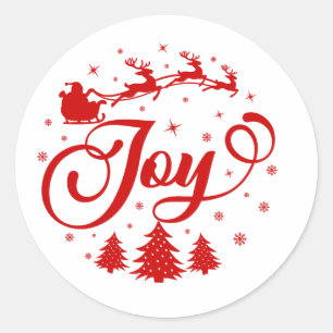 Sticker Rond Red Joy Script Noël Holiday