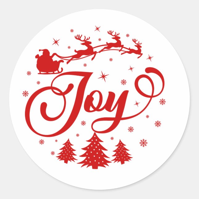 Sticker Rond Red Joy Script Noël Holiday (Devant)