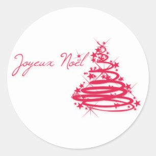Sticker Rond Red Joyeux Noël avec sapin de Noël
