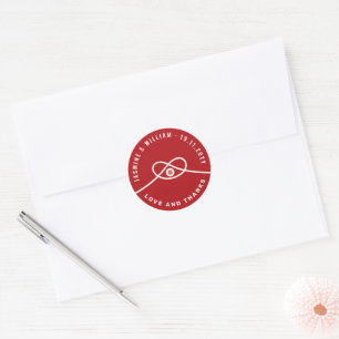 Sticker Rond Red Knot Union Double Bonheur Mariage chinois