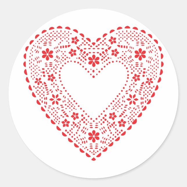 Sticker Rond Red Lace Heart (Devant)