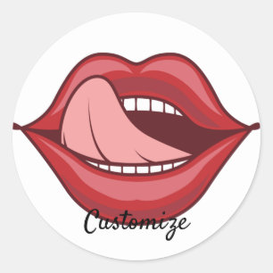Sticker Rond Red Lips Open Mouth Thunder_Cove