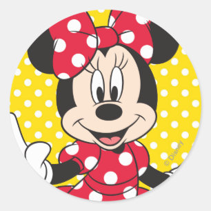 Sticker Rond Red Minnie   Cute Closeup