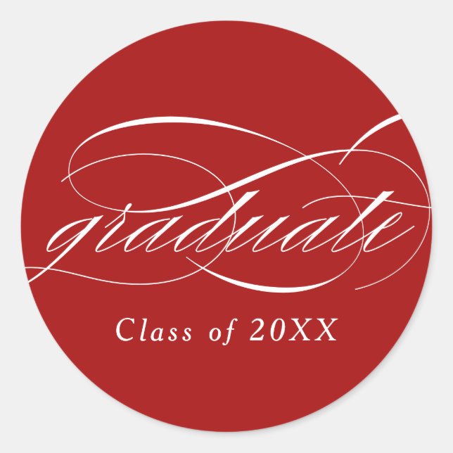 Sticker Rond Red Modern Elegant Script Graduation (Devant)