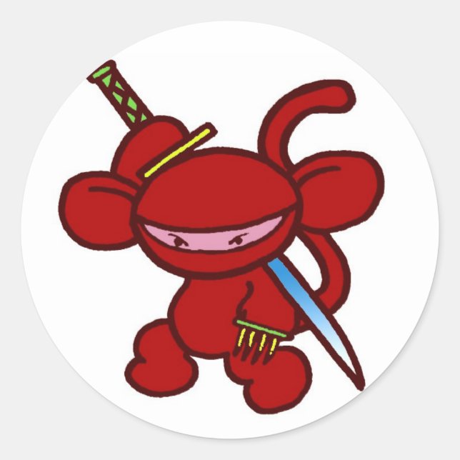 Sticker Rond Red Ninja Claw-Pas De Mots (Devant)