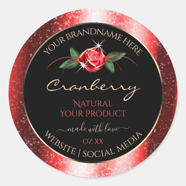 Sticker Rond Red Parties scintillant Stars Black Product Étique (Devant)
