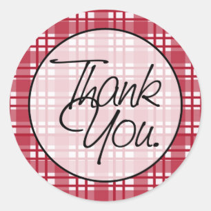 Sticker Rond Red Plaid MERCI
