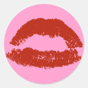 Sticker Rond Red Pop Art Lips