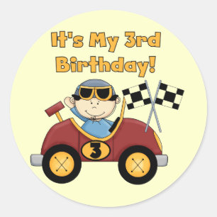 Sticker Rond Red Race Car 3e Anniversaire Tshirts et cadeaux