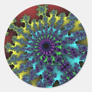 Sticker Rond Red Rainbow Burst