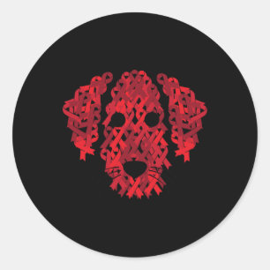 Sticker Rond Red Ribbon HIV Aids Cerveau Aneurysme Chien Sensib
