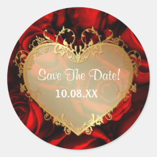 Sticker Rond Red Rose Elegance - Enregistrer la date ronde