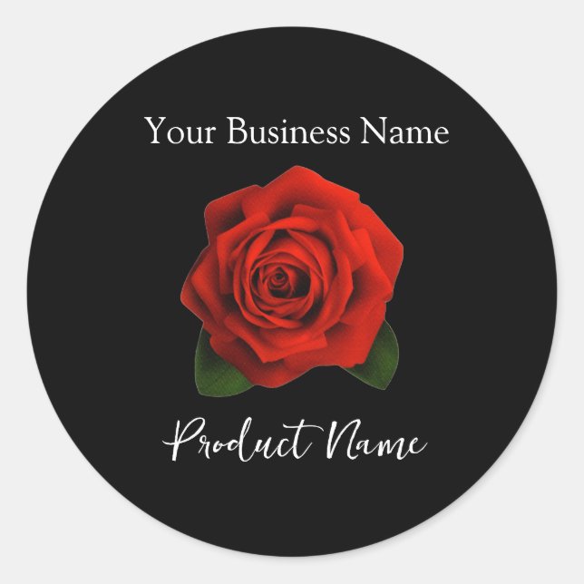 Sticker Rond Red Rose Small Business Simple Produit personnalis (Devant)