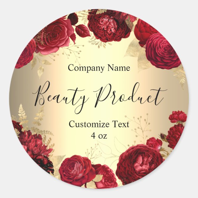 Sticker Rond Red Roses Floral Thème Cosmétique Beauté Spa Perso (Devant)