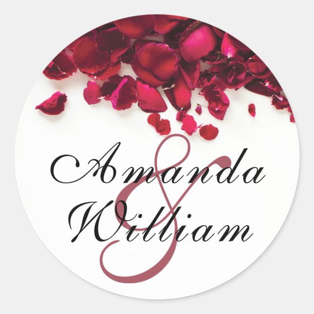 Sticker Rond Red Roses Mariage personnalisé (Devant)