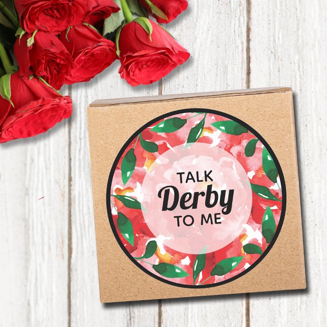 Sticker Rond Red Roses me parle Derby (Red Roses Talk Derby to Me Round Stickers)