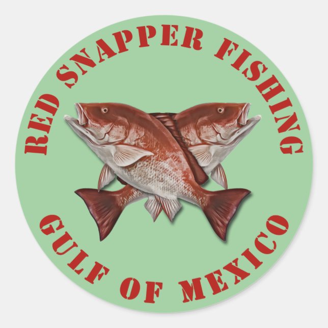 Sticker Rond Red Snapper Pêche Golfe du Mexique (Devant)