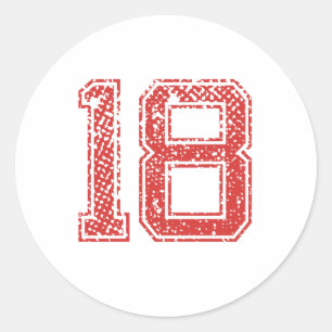 Sticker Rond Red Sports Jerzee Numéro 18