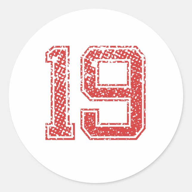 Sticker Rond Red Sports Jerzee Numéro 19 (Devant)