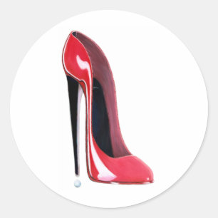 Sticker Rond Red Stiletto High Heel Chaussure Art