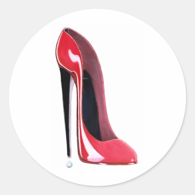 Sticker Rond Red Stiletto High Heel Chaussure Art (Devant)
