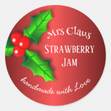 Red Strawberry jam Christmas label