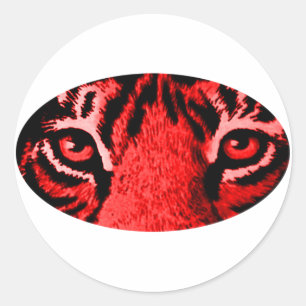 Sticker Rond Red Tiger Yeux Le MUSÉE Zazzle Cadeaux