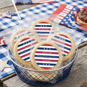 Sticker Rond Red, White & Blue Stripes 4 juillet