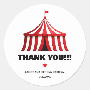 Sticker Rond Red & White Circus Tente Red Star Anniversaire