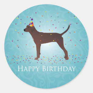 Sticker Rond Redbone Coonhound Bonne conception d'anniversaire