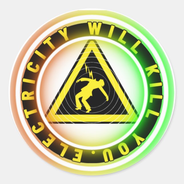 Sticker Rond reddy kilowatt électricité vous tuera (Devant)